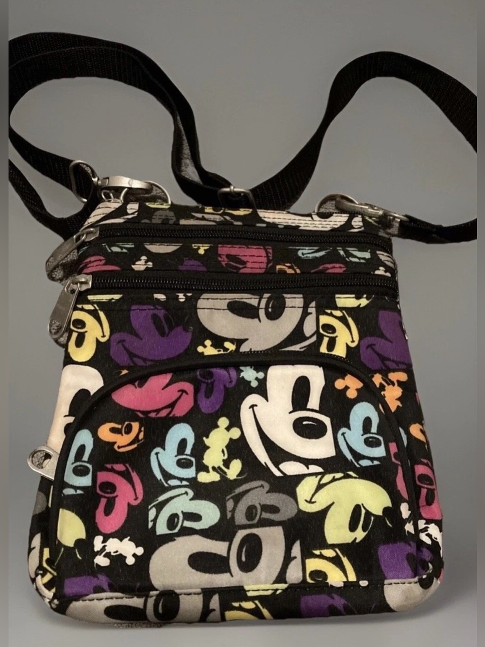 Walt Disney Parks Mickey Mouse Pop Art Multicolor Slim Nylon Crossbody Handbag